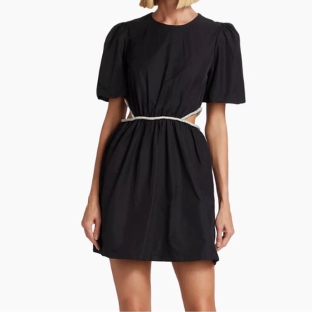 Wayf Esmeralda Rhinestone Cut Out Black Mini Dress Size L